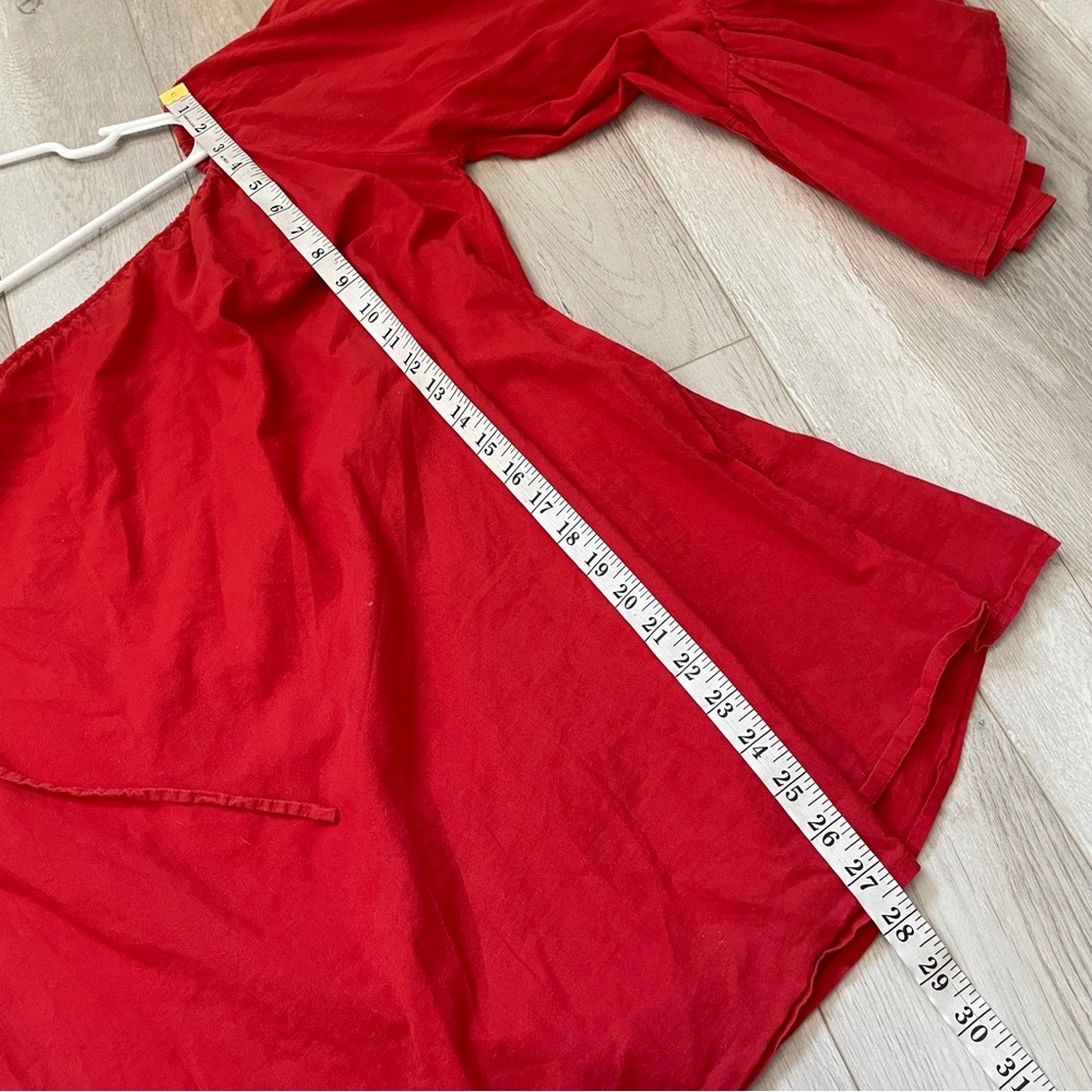 Indah Tunic Blouse flare ruffle sleeve womens Red (small medium) minimalist chic - Picture 6 of 6